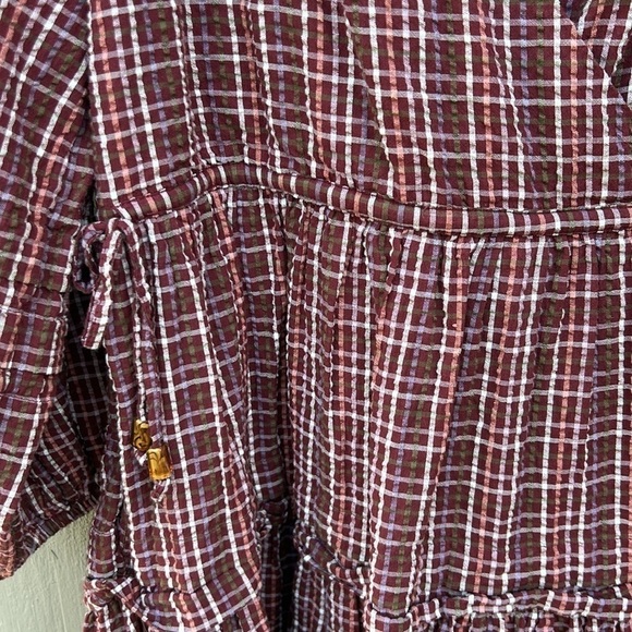 Madewell Oaklynn Drawstring Mini Dress Bohemian Hippie Festival Gingham Sz PS - Picture 6 of 9